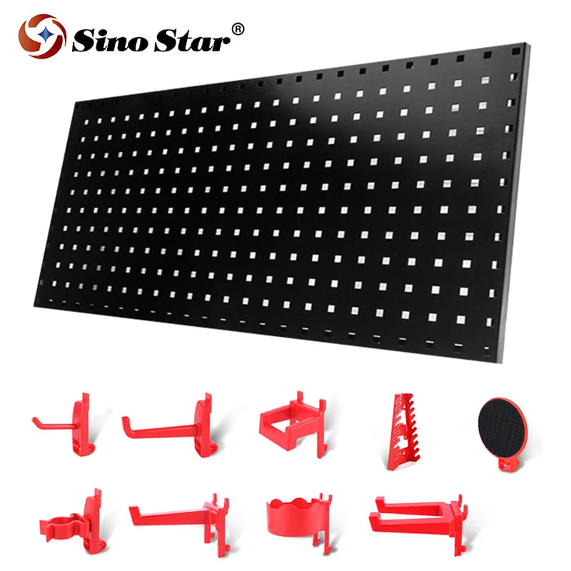 Car Detailing Shop Cold Rolled Steel Square Hole Wall-Mounted Tool Storage Organize Hanging Board for Car Garage and Workshop