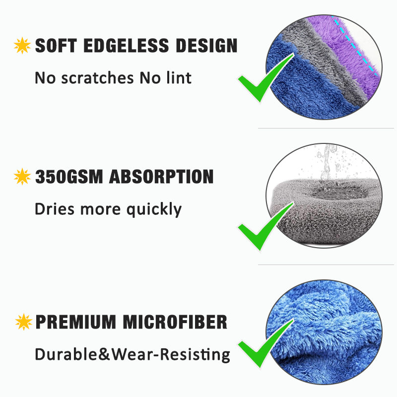 3/5/10Pcs Car Wash Microfiber Towel Cleaning Drying Car Polishing Cloth Soft Edgeless Car Detailing Waxing Towel 40X40CM 350GSM