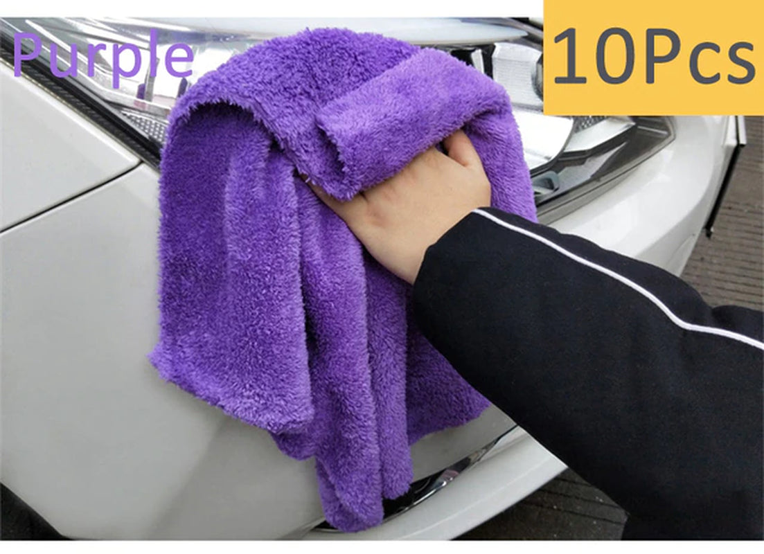 3/5/10Pcs Car Wash Microfiber Towel Cleaning Drying Car Polishing Cloth Soft Edgeless Car Detailing Waxing Towel 40X40CM 350GSM