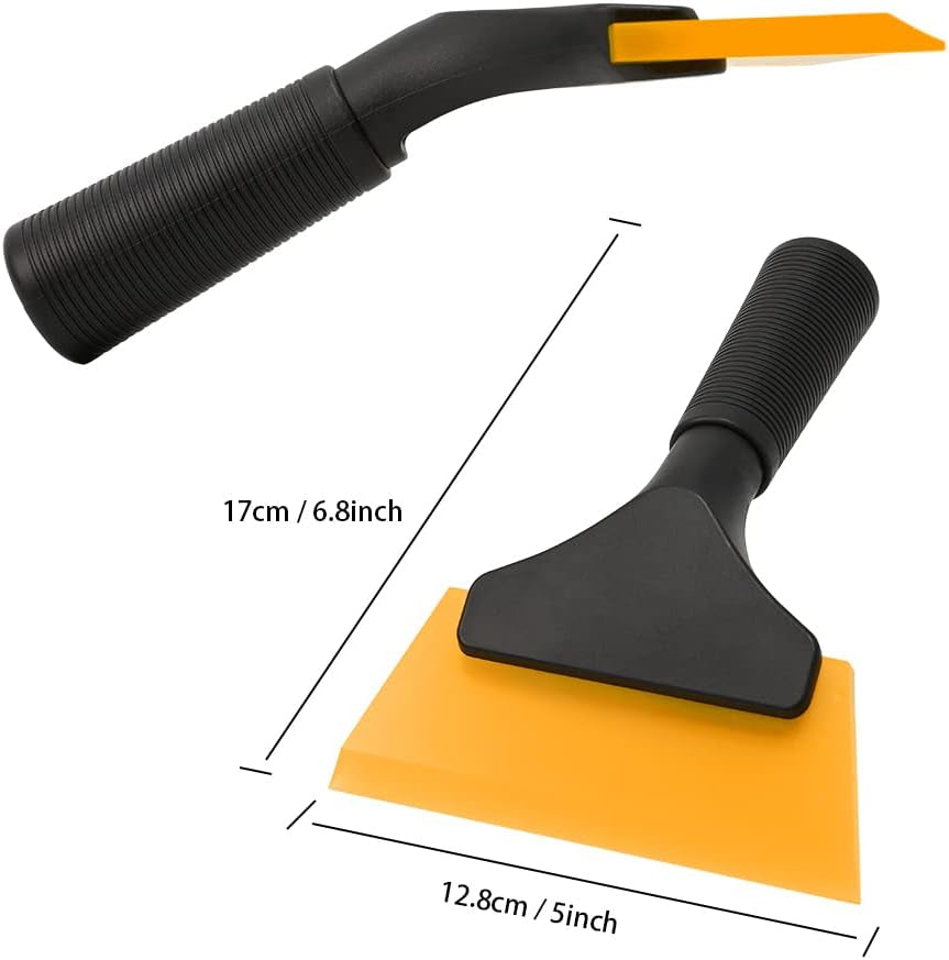 Small Squeegee with 5 Inch Yellow Rubber Blade Mini Wiper Window Tinting Tools for Mirror Glass Window Cleaner with Non-Slip Handle