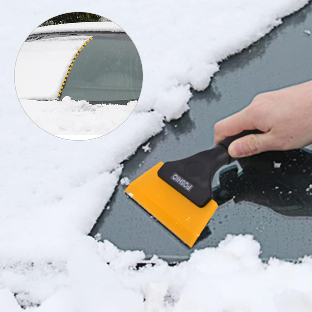 Small Squeegee with 5 Inch Yellow Rubber Blade Mini Wiper Window Tinting Tools for Mirror Glass Window Cleaner with Non-Slip Handle