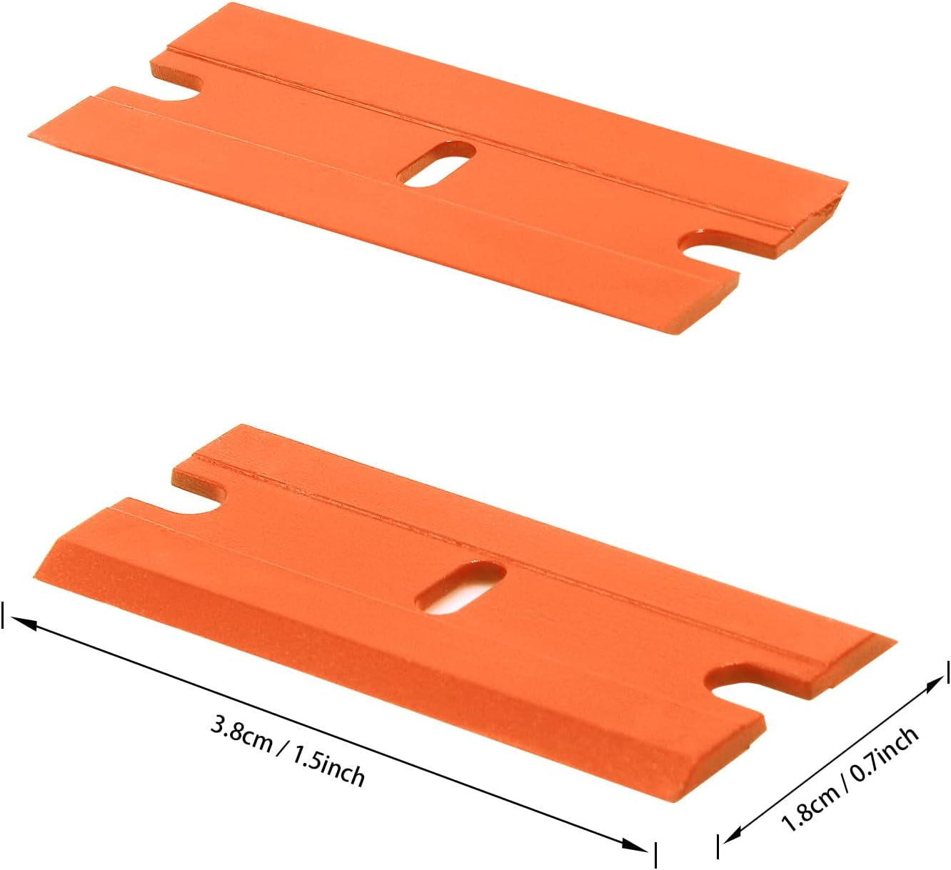 Plastic Razor Blades 200PCS Double Edged 1.5 Inch Suit for Razor Blade Scraper, Plastic Scraper with Plastic Blades for Remove Decals Stickers Adhesive Label and Glass Clean, Orange