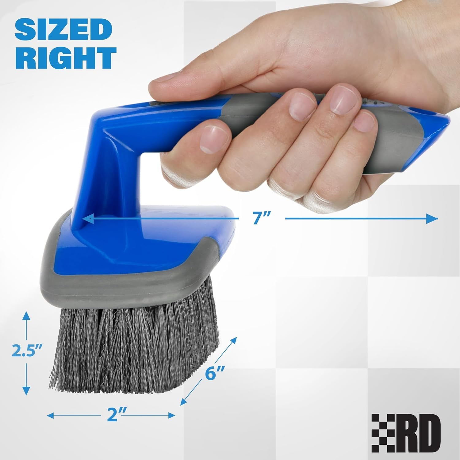 Ergonomic Tire Brush - Car Wheel Brush for Tire Shine Application - Heavy Duty Bristles & Curved Head for Easy Use