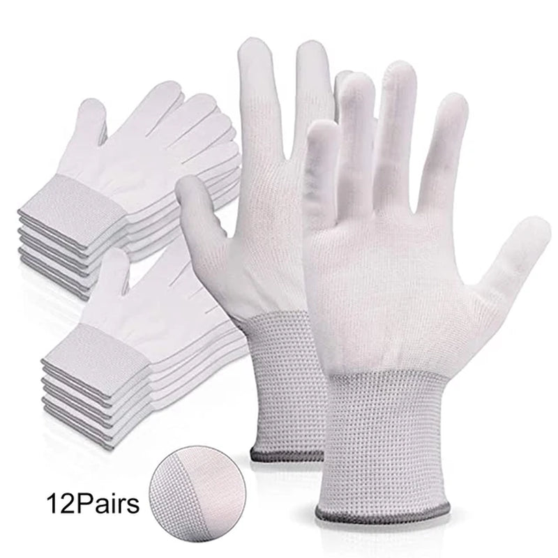 4/12 Pairs Anti-Static Car Wrap Gloves Window Tint Carbon Fiber Vinyl Film Install Nylon Work Gloves Auto Washing Mitten