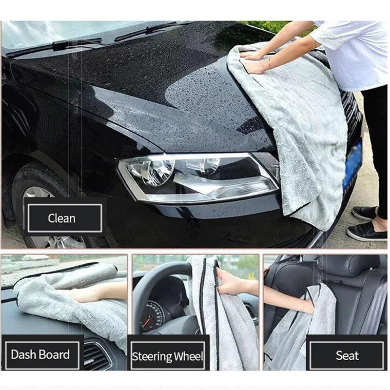 Microfiber Towel Car Wash Cloth Auto Cleaning Door Window Care Thick Strong Water Absorption for Car Home Automobile Accessories