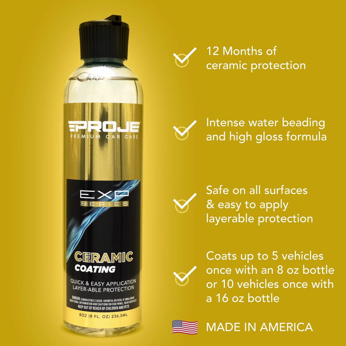 Ceramic Coating - 12+ Month Ceramic Coating - Safe on All Surfaces - Hydrophobic Ceramic Sealant for Cars, Trucks, & Rv'S - 8 Floz