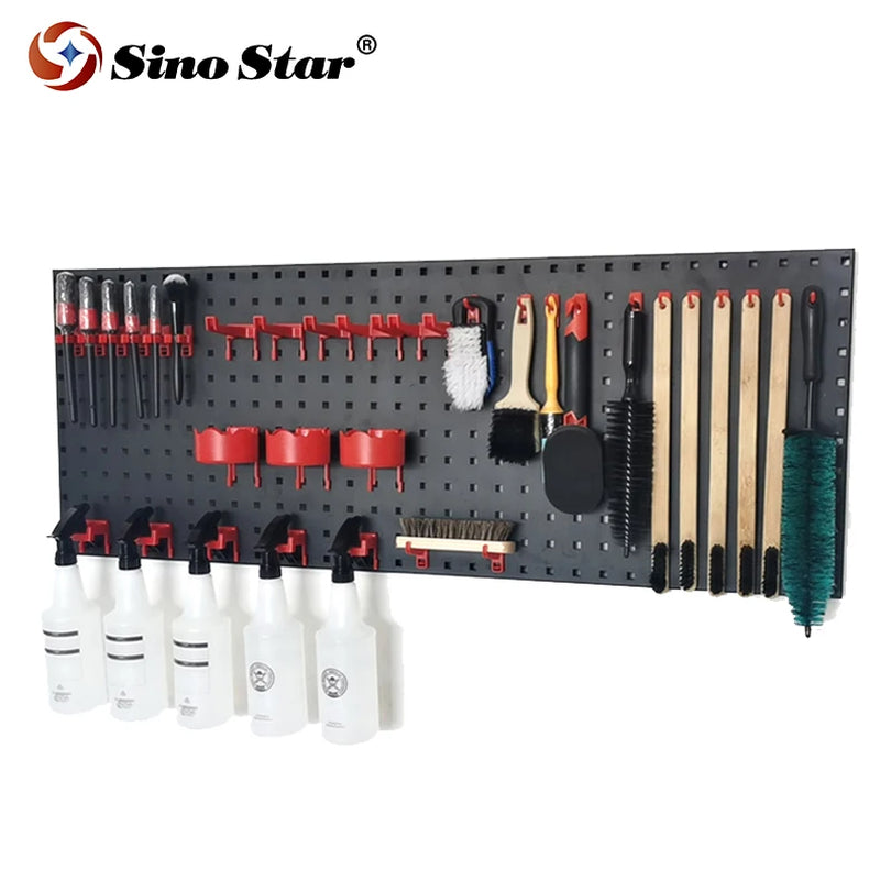 Car Detailing Shop Cold Rolled Steel Square Hole Wall-Mounted Tool Storage Organize Hanging Board for Car Garage and Workshop